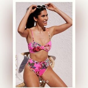 New Anthropologie Maaji hot pink floral Bikini swimsuit